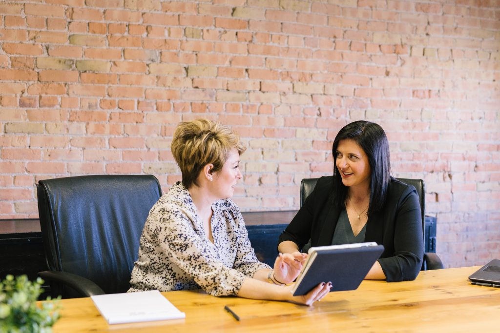 2 women talking