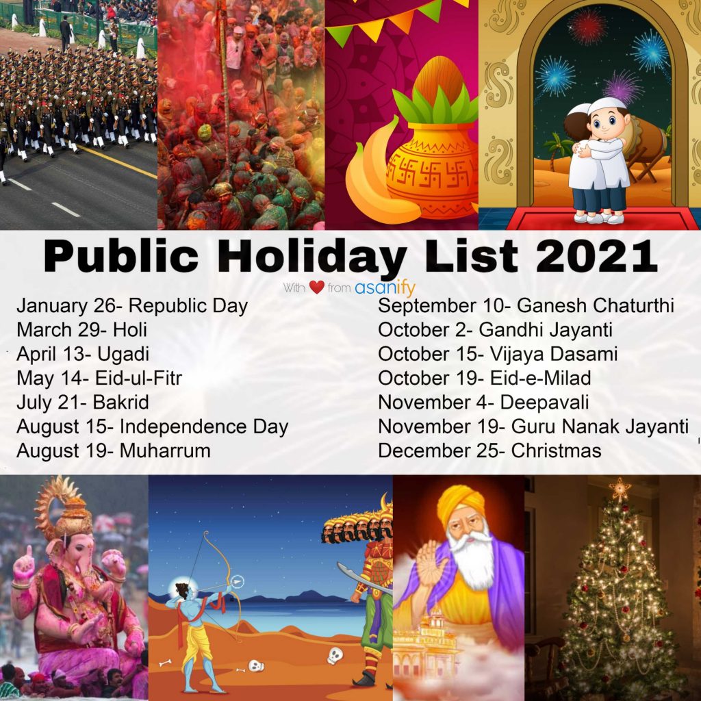 Public Holidays 2021