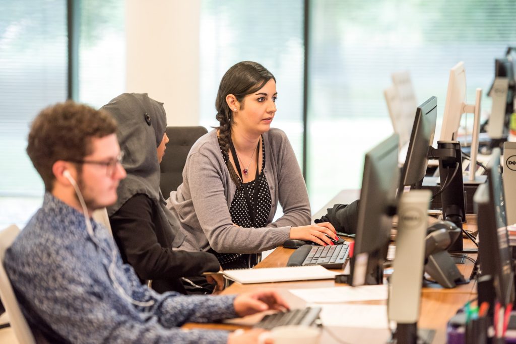 people working in office