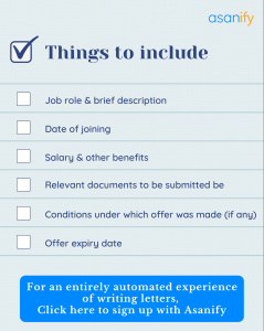 offer letter checklist