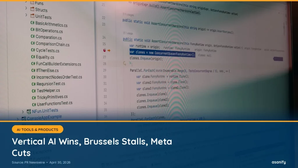 Regulated vertical AI: Rogo, Aidoc, EU AI Act, Meta layoffs . April 30, 2026 digest