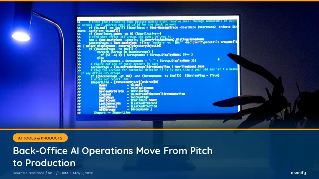 AI back-office automation, May 3 2026 digest, Asanify