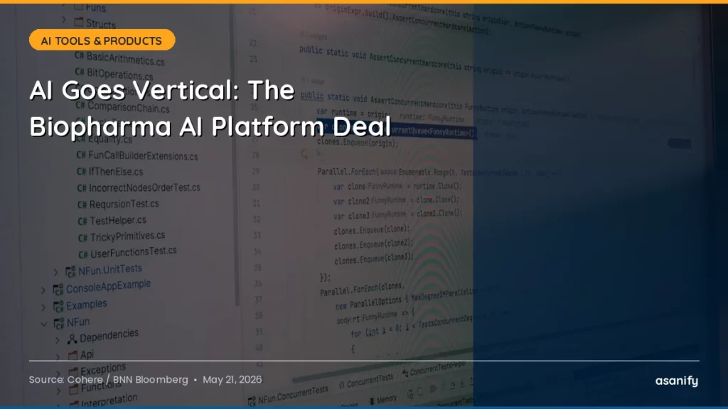 AI News Digest, May 21: AI Goes Vertical as a Biopharma Deal Reshapes the M&A Map - Asanify AI News