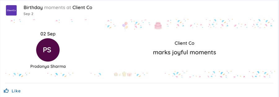 Birthday post in Asanify Moments